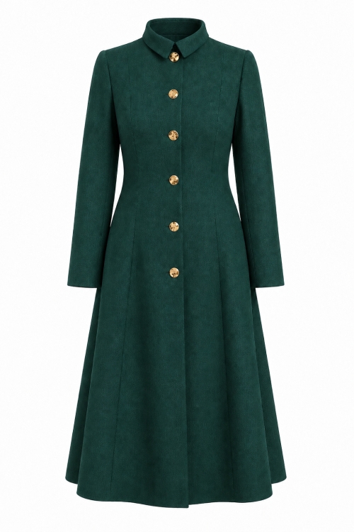Pardesiu verde elegant din stofa fina Valeria