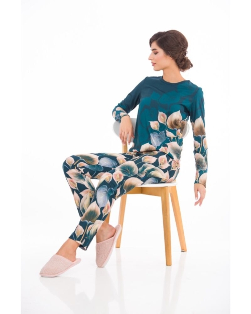 Pijamale de dama cu imprimeu floral CMD1430 - Img 3