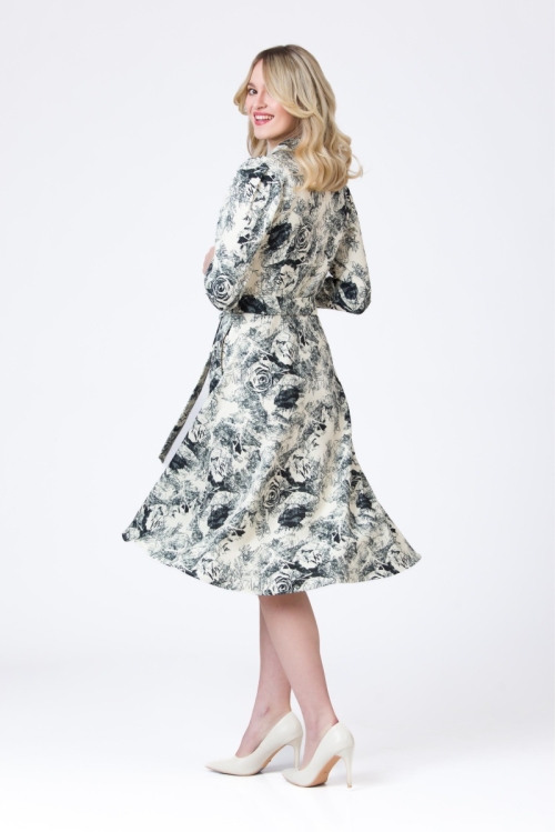 Rochie camasa cu maneca lunga imprimata grafic AW24 - Img 4