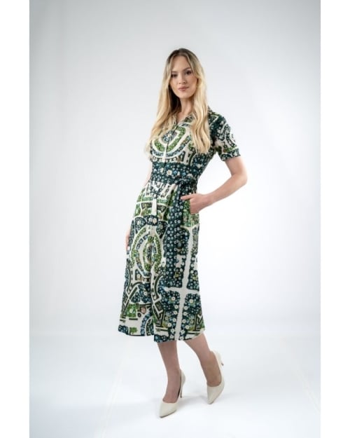 Rochie camasa cu maneca scurta imprimata gradinile Versailles SS24 - Img 2