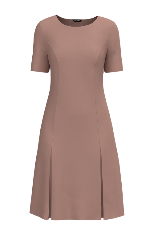 Rochie cappuccino cu pliuri si maneca scurta
