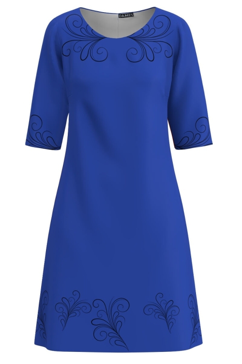 Rochie casual albastra imprimata model floral