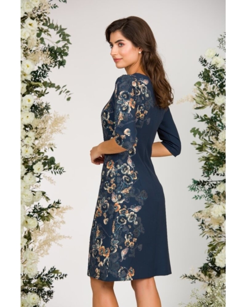 Rochie casual antracit cu maneca imprimata cu model floral CMD2453 - Img 6