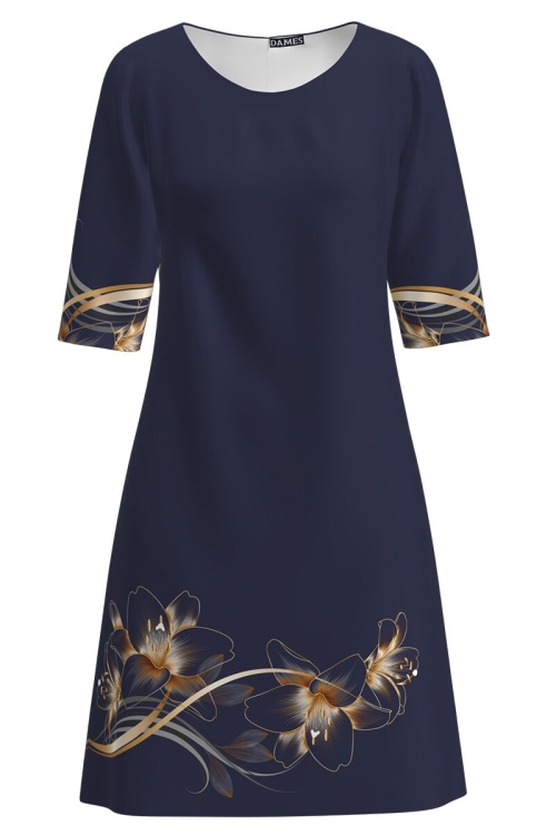 Rochie casual bleumarin imprimata Crini CMD1579