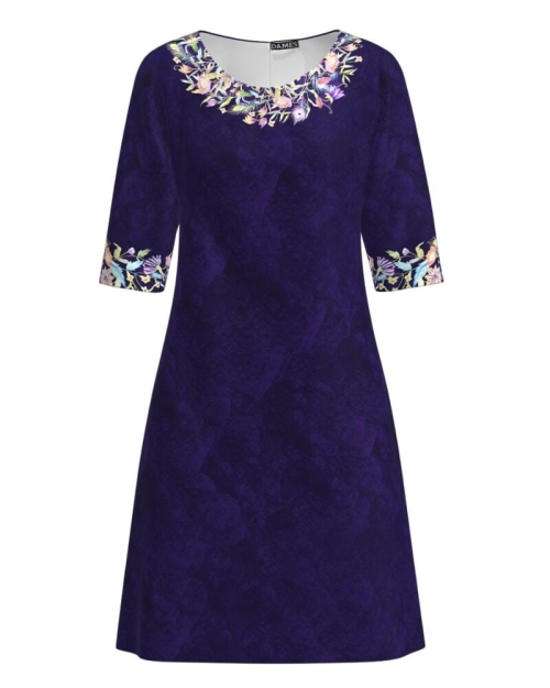 Rochie casual bleumarin imprimata cu model floral CMD1578 Stoc