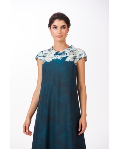 Rochie casual bleumarin imprimata cu model floral SS24 - Img 5
