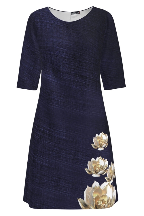Rochie casual bleumarin imprimata floral CMD1426