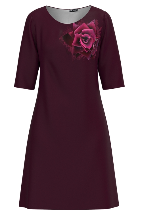 Rochie casual bordo imprimata floral - Img 3