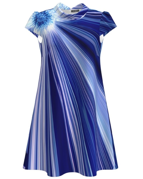 Rochie casual cu imprimeu digital in nuante de albastru CMD1088 - Img 1