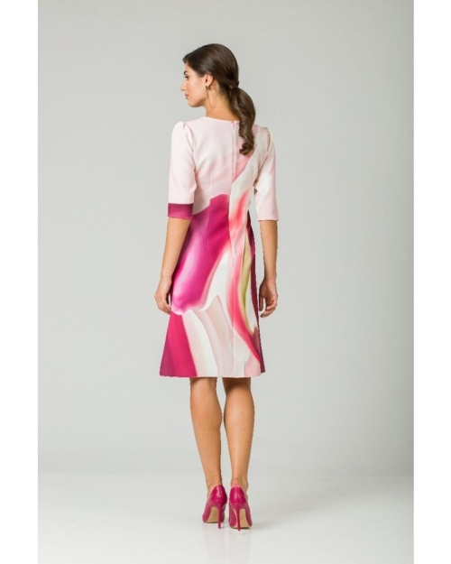 Rochie casual cu maneca imprimata digital abstract CMD168 - Img 4