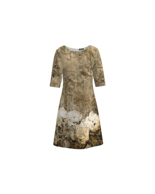 Rochie casual cu maneca imprimata digital floral Bujori CMD214 - Img 7