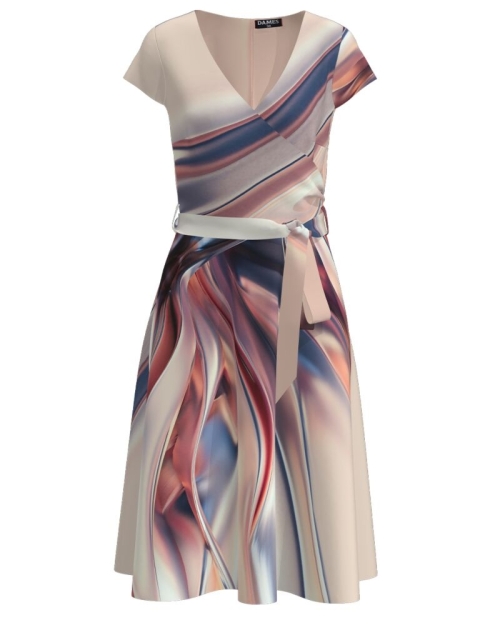 Rochie casual de vara cu maneca scurta imprimata cu model abstract CMD2633 - Img 1