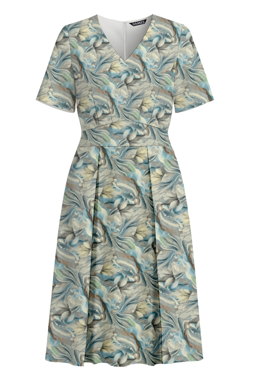 Rochie casual de vara din crepe cu pliuri Briza marii