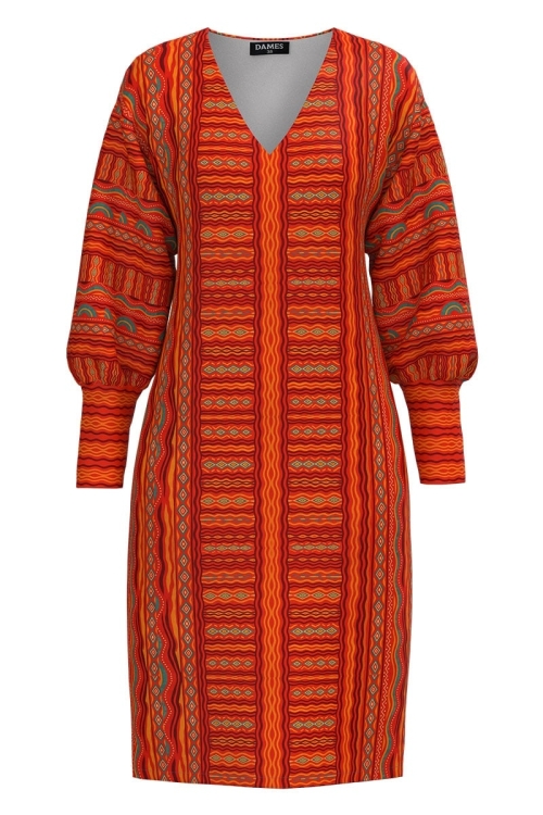 Rochie casual din catifea cu imprimeu Aztec Stoc