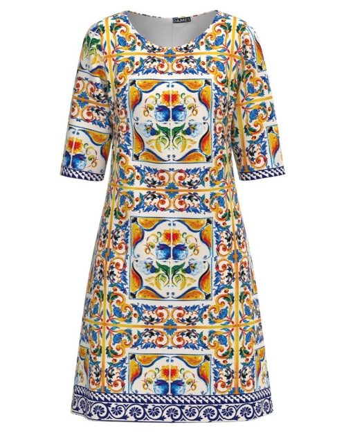 Rochie casual evazata imprimata cu model floral multicolor CMD4770