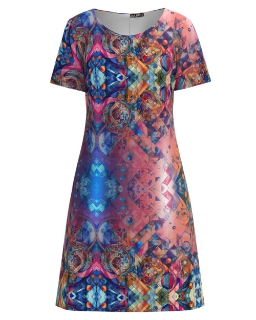 Rochie casual imprimata cu model multicolor SS24 - Img 1