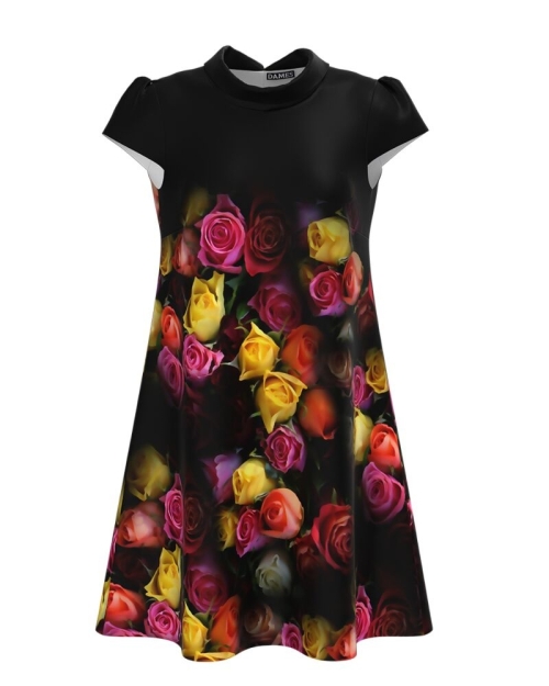 Rochie casual imprimata digital cu model Trandafiri CMD866 - Img 1