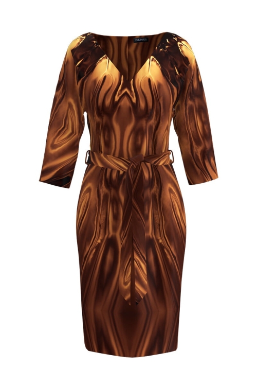 Rochie casual imprimata in nuante de maro CMD3476 - Img 2