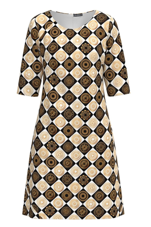 Rochie casual imprimata in nuante de maro CMD3930