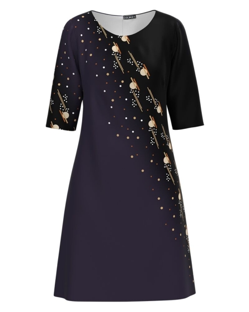 Rochie casual in doua culori imprimata cu model in contrast CMD3096