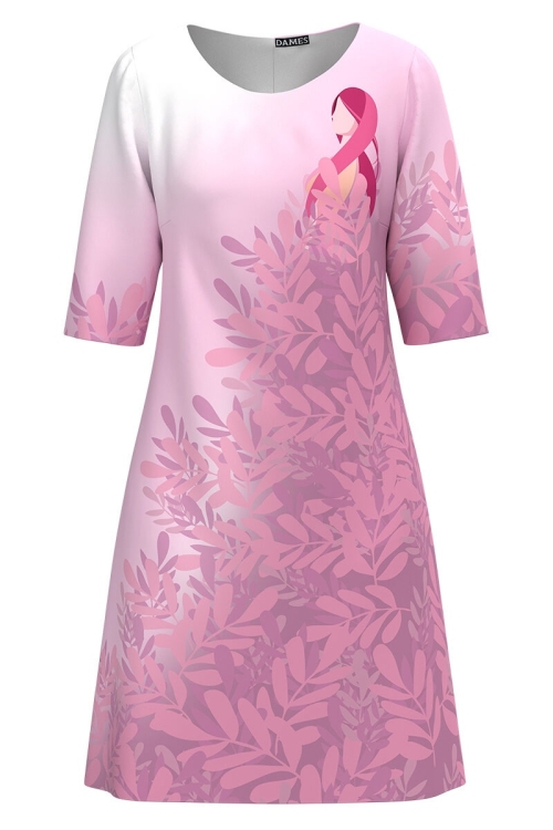 Rochie casual in nuante de roz imprimata cu model floral CMD1801 - Img 2