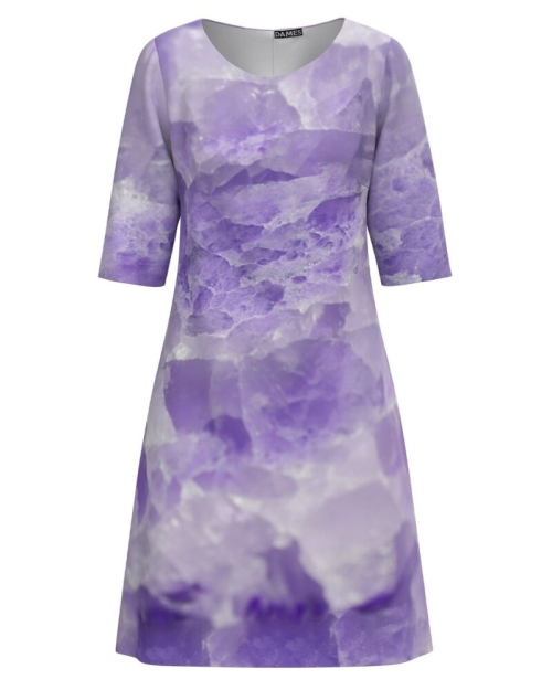 Rochie casual in nuante violet imprimata digital CMD1754 - Img 1