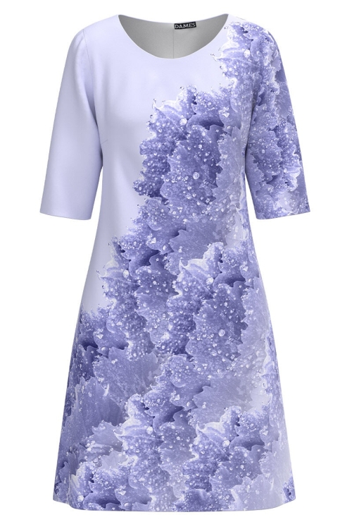 Rochie casual lila imprimata Picaturi de roua CMD1757 - Img 2