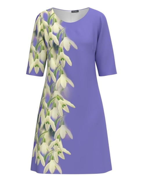 Rochie casual mov imprimata Ghiocei CMD3884