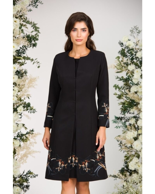 Rochie casual neagra cu imprimeu crini CMD1118 - Img 6