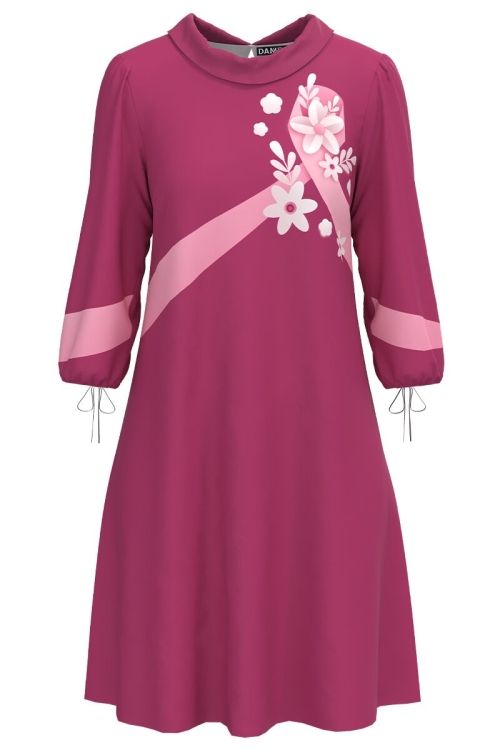 Rochie casual roz cu imprimeu Simbol CMD3255 - Img 2