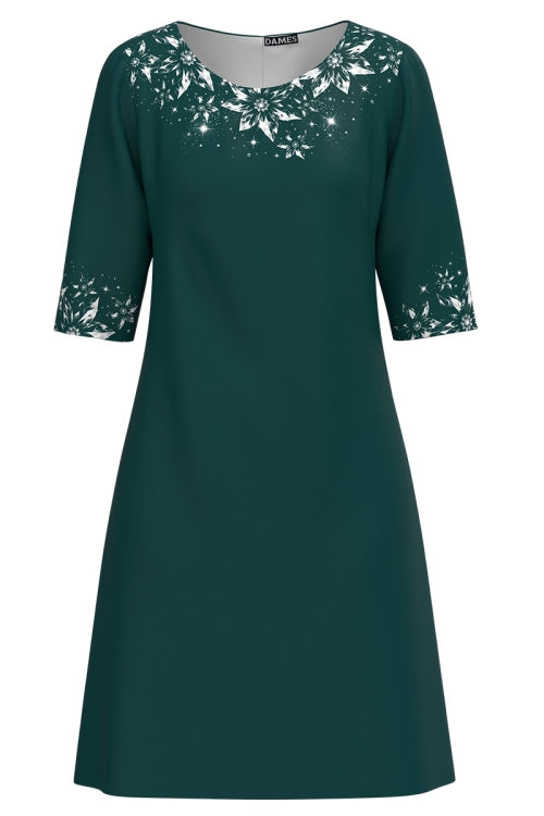 Rochie casual verde imprimata cu model floral AW24