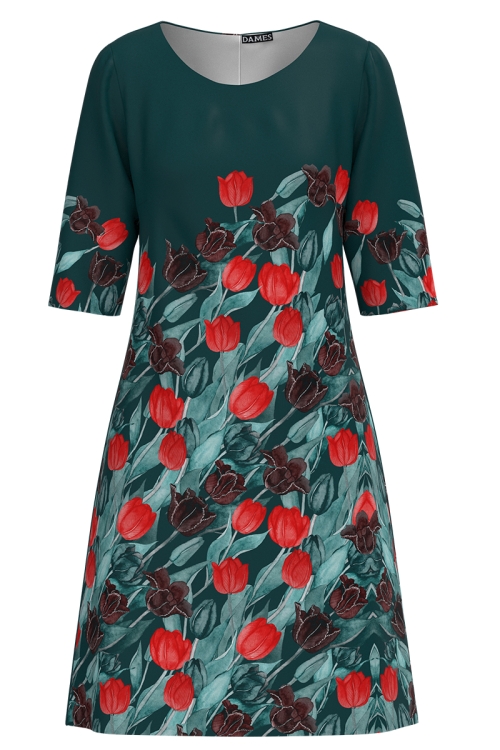 Rochie casual verde imprimata floral SS25