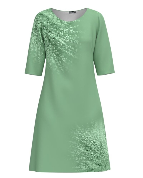 Rochie casual vernil imprimata picaturi de roua CMD3953