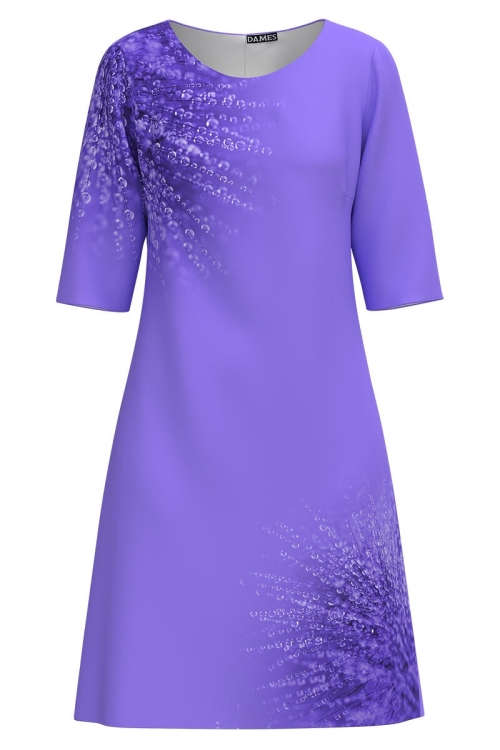 Rochie casual violet imprimata picaturi de roua CMD4309 - Img 2