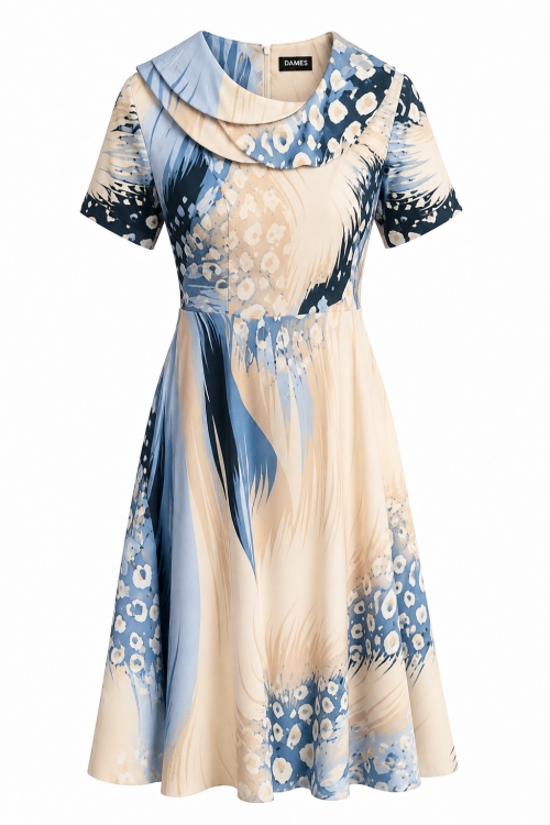Rochie clos cu guler triplu si maneca scurta Valuri de Safir