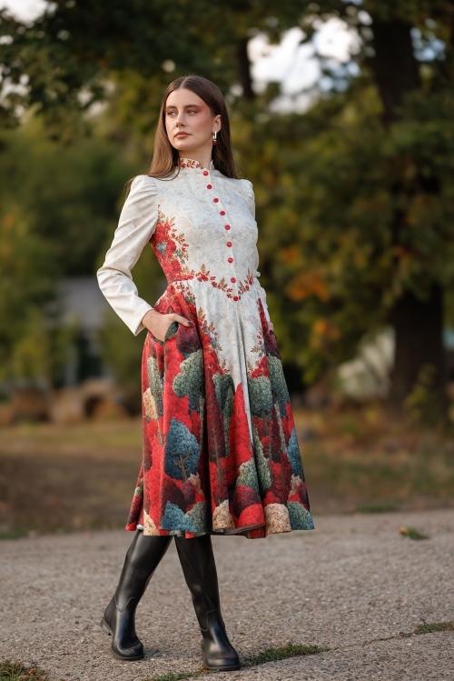 Rochie clos cu guler tunica Poveste de Toamna