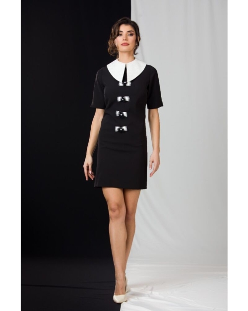 Rochie cu guler din jacquard detasabil - Img 1