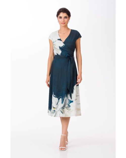 Rochie de vara bleumarin cu maneca scurta imprimata floral SS24 - Img 6