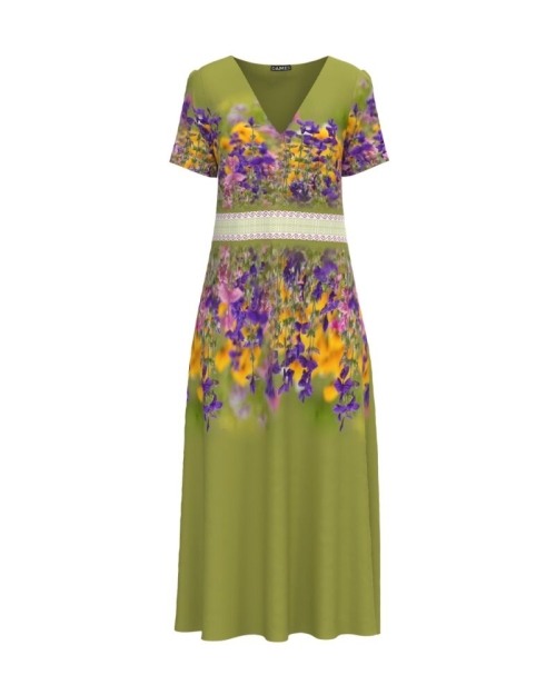 Rochie de vara imprimata Floral lunga cu buzunare CMD955 - Img 1