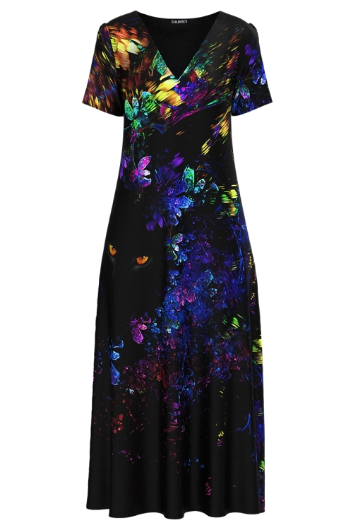 Rochie de vara lunga cu buzunare imprimata pantera