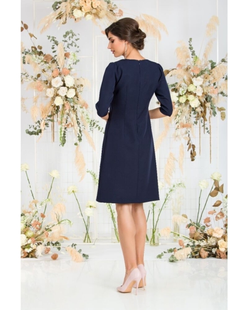 Rochie eleganta bleumarin cu maneca trei sferturi - Img 5