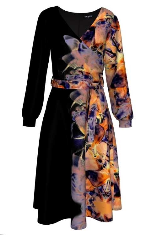 Rochie eleganta cu maneca lunga imprimata Abstract CMD314 - Img 2