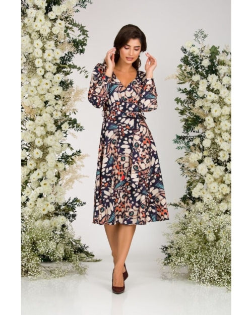 Rochie eleganta cu maneca lunga imprimata Aripi de fluture CMD1484 - Img 2