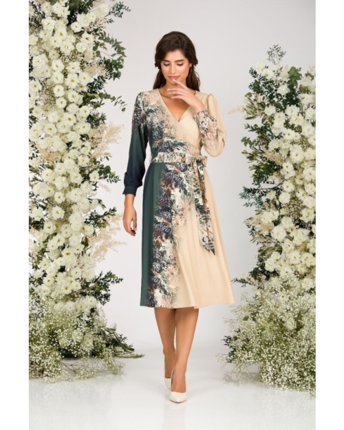 Rochie eleganta cu maneca lunga imprimata digital CMD1488 - Img 6