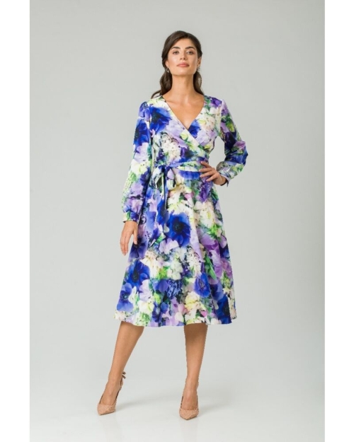 Rochie eleganta cu maneca lunga imprimata floral Anemone CMD235 - Img 2