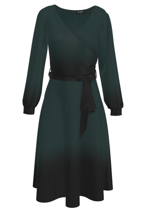 Rochie eleganta cu maneca lunga verde in degrade CMD1523 - Img 2