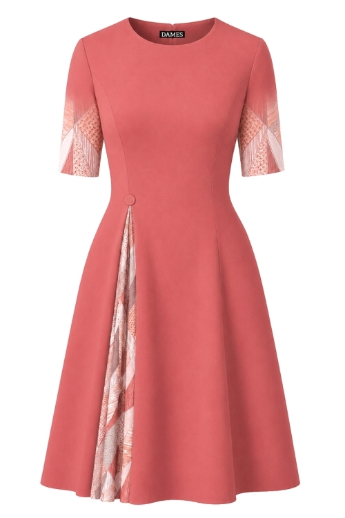 Rochie eleganta cu pliuri imprimata mozaic