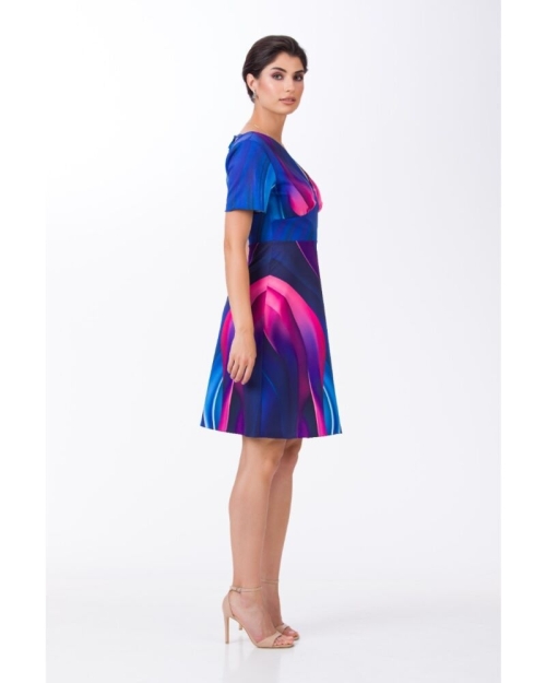 Rochie eleganta de vara imprimata multicolor abstract - Img 5
