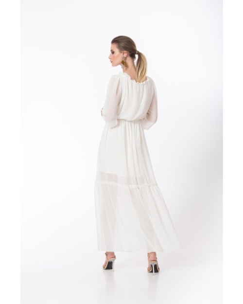 Rochie eleganta din voal alb DP029A - Img 4