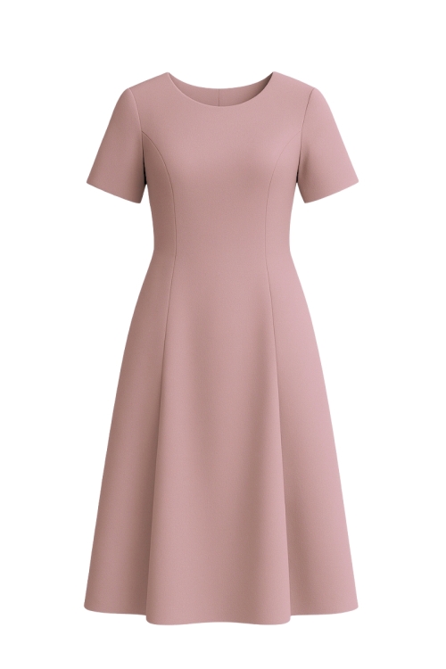 Rochie eleganta in clini cu buzunare in nuante Mocha Mousse